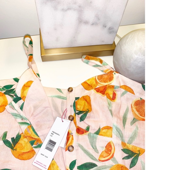NWT Parker Linen Orange Print Crop Top - Picture 7 of 15